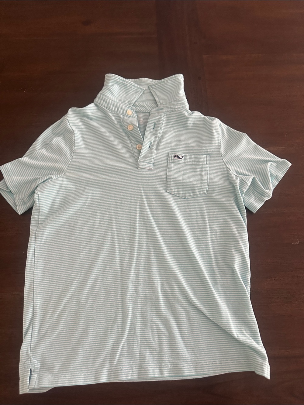 Vineyard Vines boys  Light Blue/turquoise & White Striped Polo